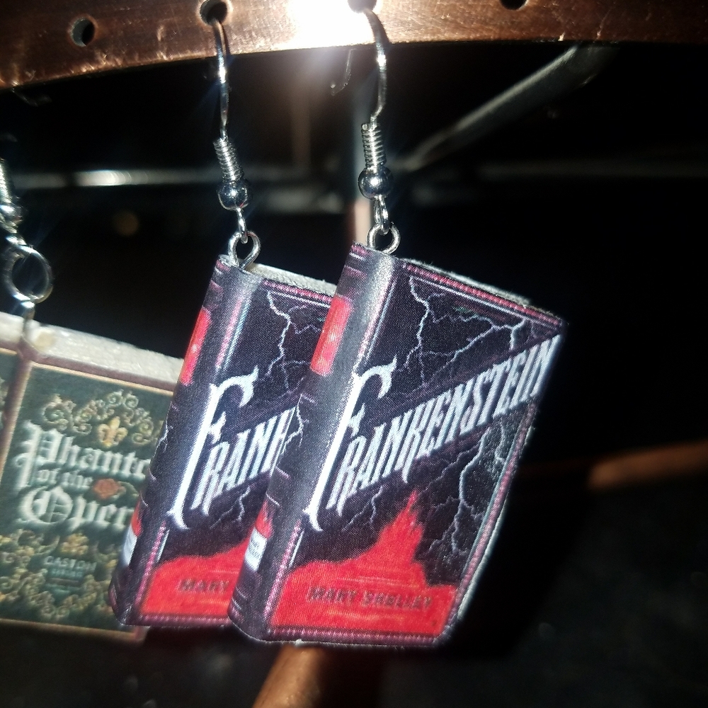 Frankenstein book earrings